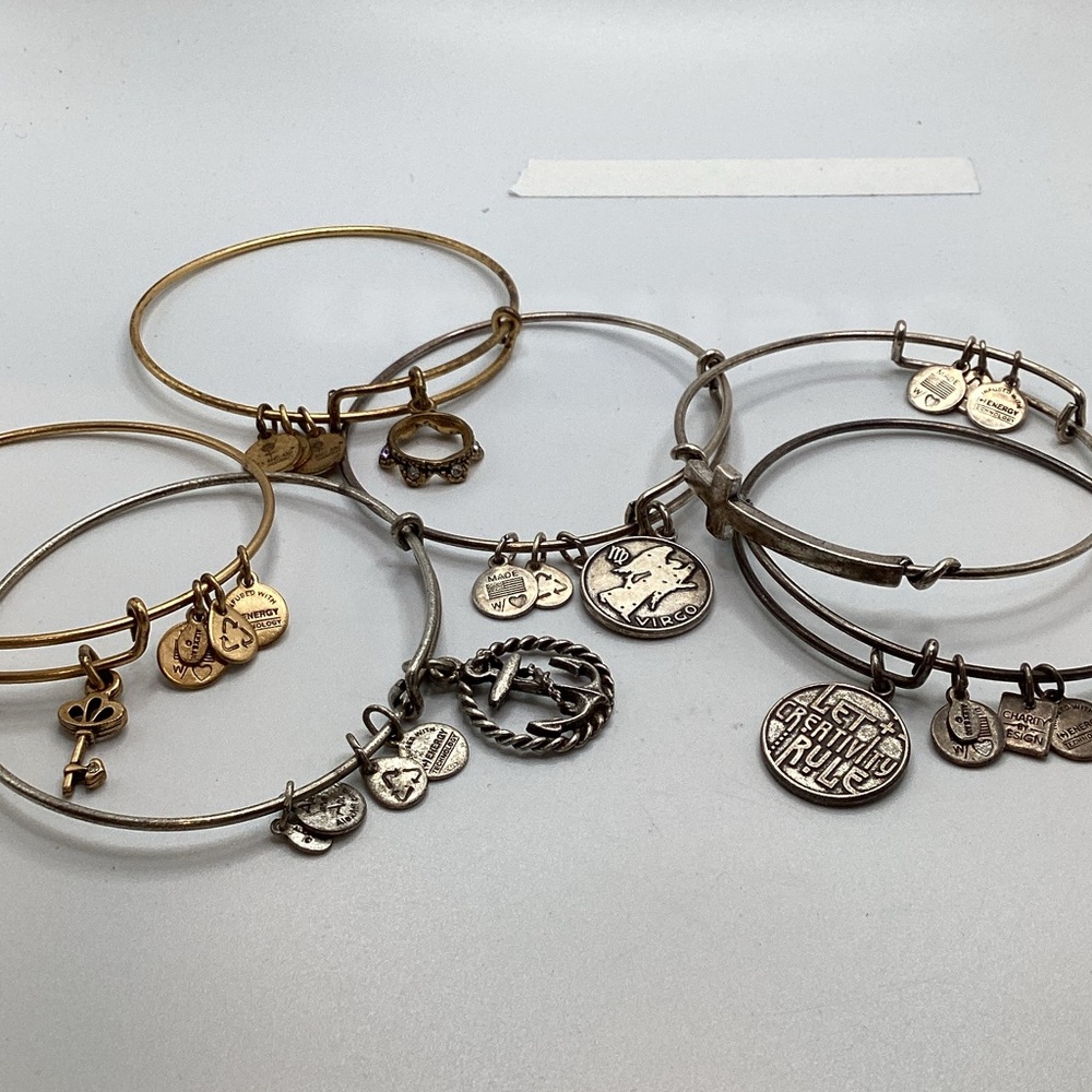 Alex and Ani Gold and Silver Mixed Metal Charm Bangle Set
